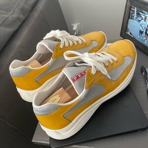 Prada Men's Yellow and Gray Athletic Shoes